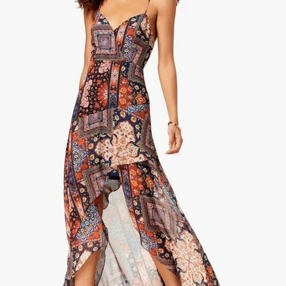 BCBGeneration Women's Maxi Evening Cocktail Dress, Orange Spice Combo